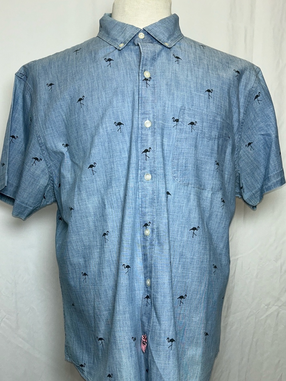 Bonobos Flamingo Chambray Shirt Standard Fit Size X-Large Short EUC